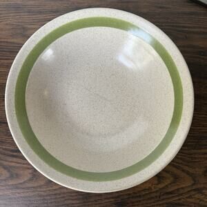 STATASTONE Vintage Stoneware Japan 9" Vegetable Bowl Green Stripe